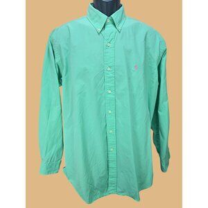 Ralph Lauren Mens Classic Fit Green Button-Down Shirt Large
